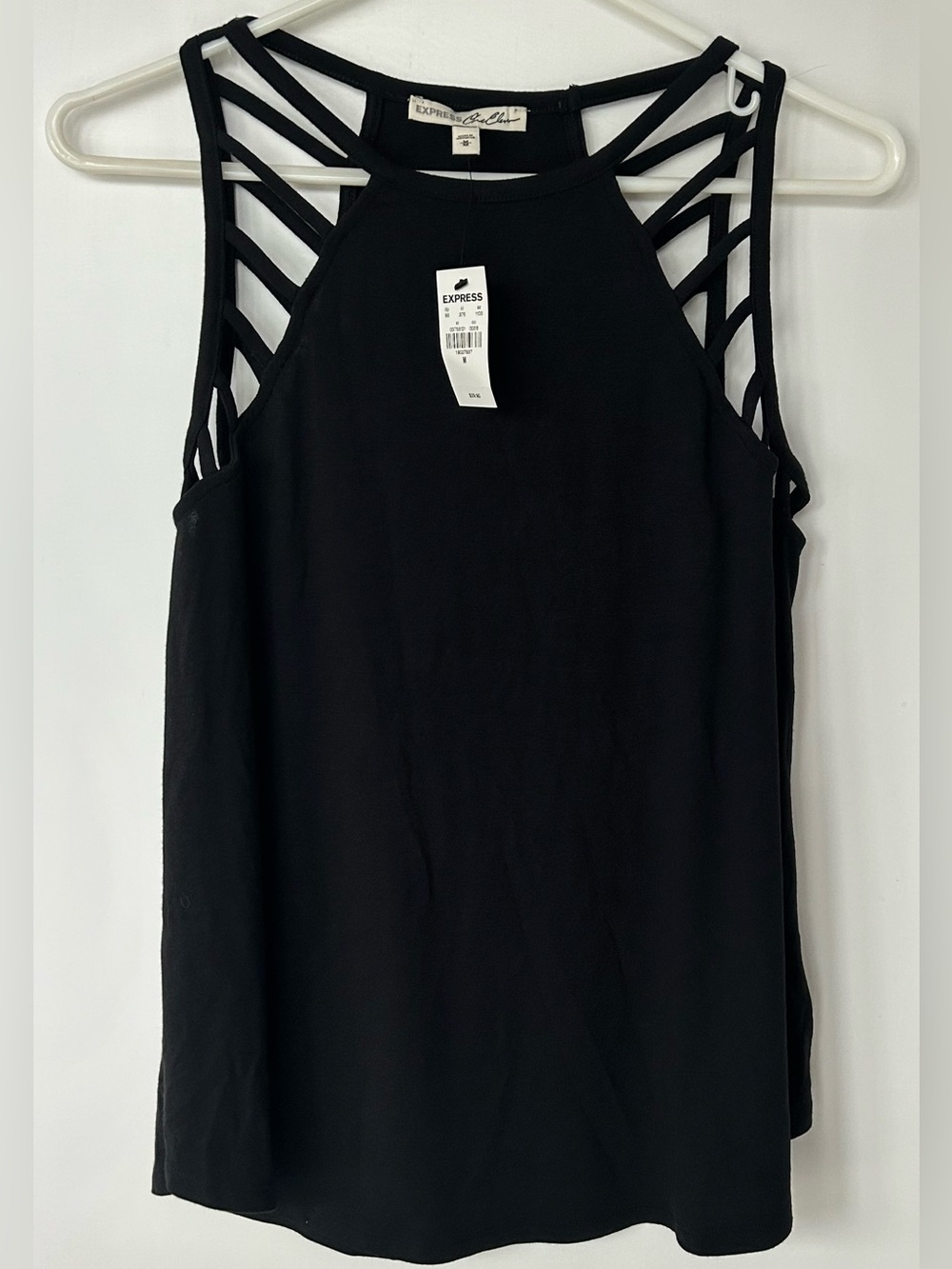 Express One Eleven Black Strappy Cutout Lattice Shoulder Tank Top - Size M - NWT